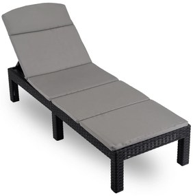 Fotel Ogrodowy Leżak LUIZJANA Technorattan Czarny/Szary