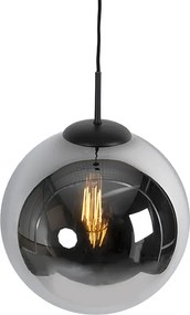 Lampa wisząca w stylu art deco czarna z przydymionym szkłem 30 cm - Pallon