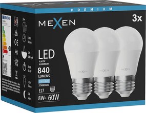 Mexen Nova 3x żarówka LED E27, G45, 8W, Zimna - 6500K, 840 lm - L101-E27-0865-01x03