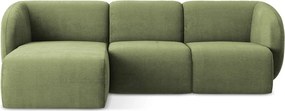 Zielony narożnik z tkaniny szenilowej (lewostronny/z szezlongiem) Lani – Makamii
