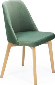 Zielone aksamitne krzesło drewniane dąb artisan C8-P72