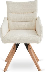 Krzesło Tapicerowane Obrotowe WILLA Kremowe Nowoczesne Boucle