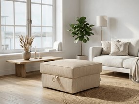 Kremowy taboret SMART COSARO z miejscem do przechowywania 65x65 cm