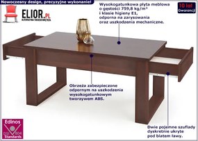 Prostokątna Ława Z Szufladami Ciemny Orzech A1-L85