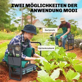 Outsunny Poduszka na kolana i siedzisko ogrodowe, nośność 150 kg, stołek ogrodowy z grubym wyściełaniem w części kolanowej, wysuwane stalowe nogi | Aosom PL