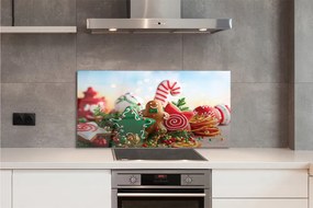 Panel szklany do Kuchni Pierniki i Bożonarodzeniowe Bombki