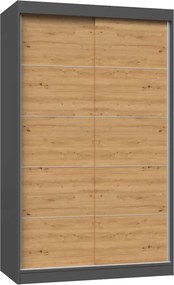 Szafa ze szprosami 120 cm dąb artisan antracyt L6-W74