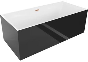 Mexen Nita wanna wolnostojąca 170 x 80 cm, biała/czarna, przelew miedź szczotkowana - 52091708075-65