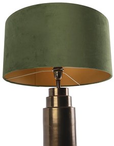 Lampa stołowa art deco brąz klosz welurowy zielony 50cm - Bruut ArtDeco Oswietlenie wewnetrzne