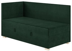 Ciemnozielone narożne łóżko dziecięce ze schowkiem i materacem 90x200 cm Flexi – Ghado