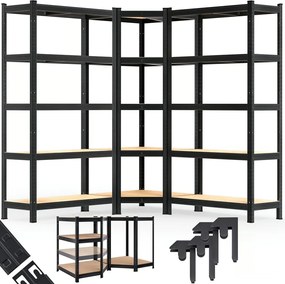 Regał o dużej nośności HEAVY, maks. 875kg, 90x40x180cm, czarny Jurhan