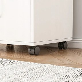 Biała szafka biurowa z półkami i szufladą – 50 x 40 x 75 cm – miejsce do przechowywania pod drukarką