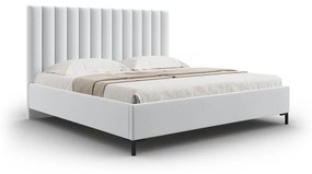 Jasnoszare tapicerowane łóżko dwuosobowe ze schowkiem i stelażem 160x200 cm Casey – Mazzini Beds