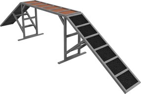 PawHut Rampa agility dla psów z listwami zabezpieczającymi, antypoślizgową powierzchnią, odporna na warunki atmosferyczne, do 40 kg, 325x55x69 cm, szara | Aosom PL