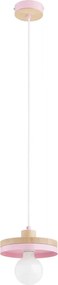 Lampa wisząca na przewodzie LARSO 1xE27/15W/230V różowa/beżowa