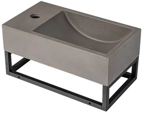 Umywalka wisząca betonowa ze stelażem - Bateria po lewej - szer. 40 x gł. 22 cm - UCHAMI