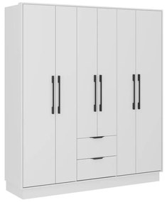 Szafa 6-drzwiowa z 2 szufladami – dł. 162 cm – biała – FEOVA