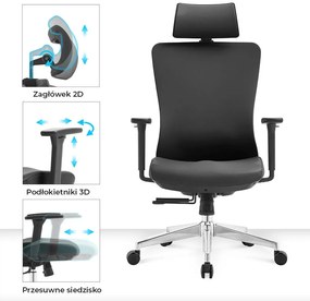 Ergonomiczny fotel biurowy Gelato z ekoskóry, zgodny z normą BHP