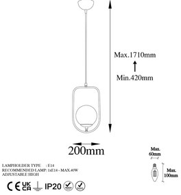 Lampa wisząca w kolorze złota ze szklanym kloszem Skew – Opviq lights