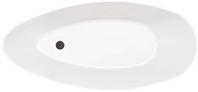 Wanna wolnostojąca SUZA owalna biała z konglomeratu 160 x 70 cm bez przelewu cienki rant | Różne kolory korków : Kolor korka - Biały