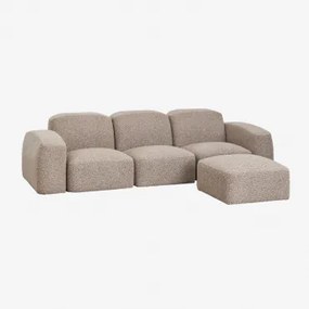 Bastian 3-częściowa Modułowa Sofa I Pufa Tkanina Mokka Brąz Bouclé - Sklum