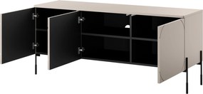 Szafka RTV trzydrzwiowa Sonatia na metalowych nogach 150 cm - kaszmir