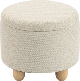 HOMCOM Pufa z pojemnikiem, Okrągła pufa z pokrywą, Lniana estetyka do salonu, sypialni, 38,5x38,5x33,5 cm Beżowy | Aosom PL