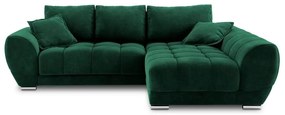 Butelkowozielony rozkładany narożnik z aksamitnym obiciem Windsor &amp; Co Sofas Nuage, prawostronny