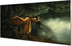 Szkło do Kuchni na Ścianę Kobieta-Drzewo pod Chmurami
