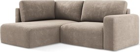 Beżowy rozkładany/ze schowkiem narożnik z tkaniny szenilowej (lewostronny/w kształcie litery L) Kona – Makamii
