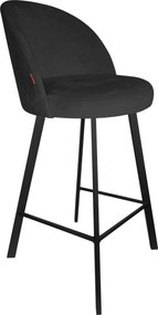 Hoker TRIX krzesło barowe tkanina Welur podstawa metalowa : Kolor nogi - Czarna profil, Kolor tkaniny - VELVET - MG19, Typ siedziska - Siedzisko stałe