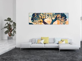 Obraz – Mozaika – słońce i drzewo II. (170x50 cm)