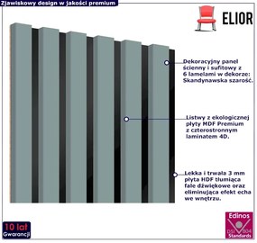 Akustyczne panele lamelowe 2 szt. skandynawska szarość C4-B25