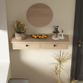 Półka wisząca z szufladami brązowa nowoczesna loft sypialnia ścienna 64 cm