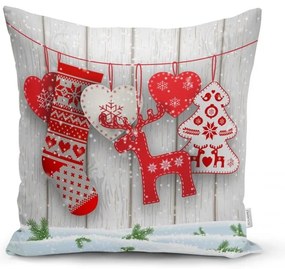 Zestaw 4 świątecznych poszewek na poduszki i bieżnika Minimalist Cushion Covers Snowflakes