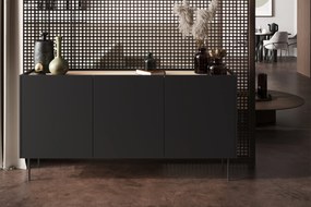 Komoda Desin 170 cm trzydrzwiowa - czarny mat / dąb nagano