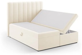 Beżowe łóżko boxspring ze schowkiem 160x200 cm Gina – Milo Casa