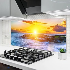 Panel Szklany Ognisty Zachód nad Morzem