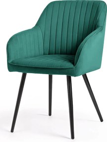 Zestaw 4 zielonych krzeseł tapicerowanych welurem A0-A13