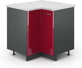 Szafka narożna bordowa czerwień wysoki połysk 80.5x60x82 fame-line