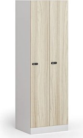 Szafka ubraniowa S1, 2-drzwiowa, 1850 x 600 x 500 mm, zamek mechaniczny na kod, drzwi laminowane, dąb naturalny