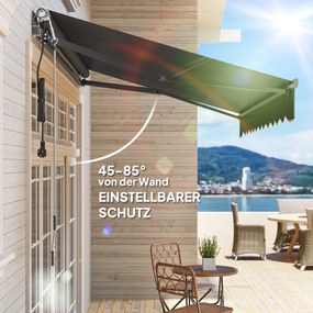 Outsunny Markiza z Korbą Ręczną i Elektryczna Regulacja Wysokości Markiza Ramieniowa 300 cm Szerokości Ciemnoszary