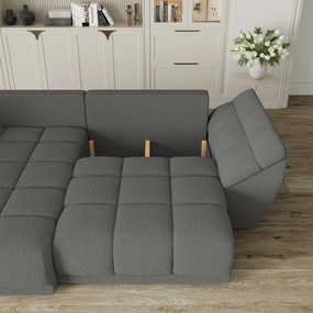 Masseno Narożnik ORENTI z funkcją spania i pojemnikiem na pościel Narozniki L, Rozkładana sofa - Szary, QUELLE 92