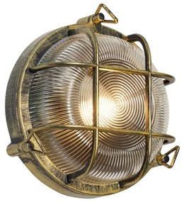 Zewnetrzna Zewnętrzna lampa ścienna i sufitowa antyczne złoto okrągła IP44 - NouticaPrzemysłowy Oswietlenie zewnetrzne