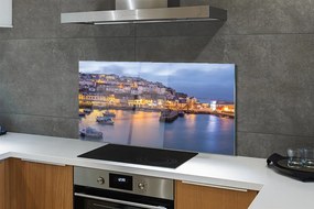 Szklany Panel Nocny Port ze Statkiem