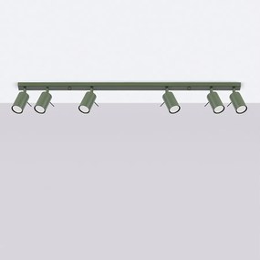 Lampa sufitowa nowoczesny Briix, stal - 6 źródło światła 4000K - L.117 x H.17 cm - zielony oliwkowy