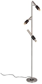 Czarna/w kolorze srebra lampa stojąca LED (wysokość 150 cm) Ikaris – Trio Select