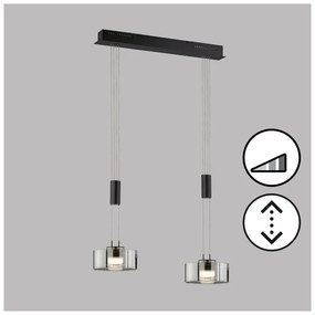 Czarna lampa wisząca LED ze ściemniaczem i szklanym kloszem Lavin – Fischer &amp; Honsel
