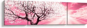 Różowy obraz drzewa (170x50 cm)