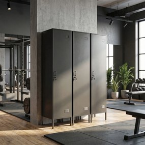 HOMCOM Metalowa szafka z zamykaną drzwiami i drążkiem na ubrania, pojedyncza stalowa szafka do domu lub biura, czarna | Aosom PL